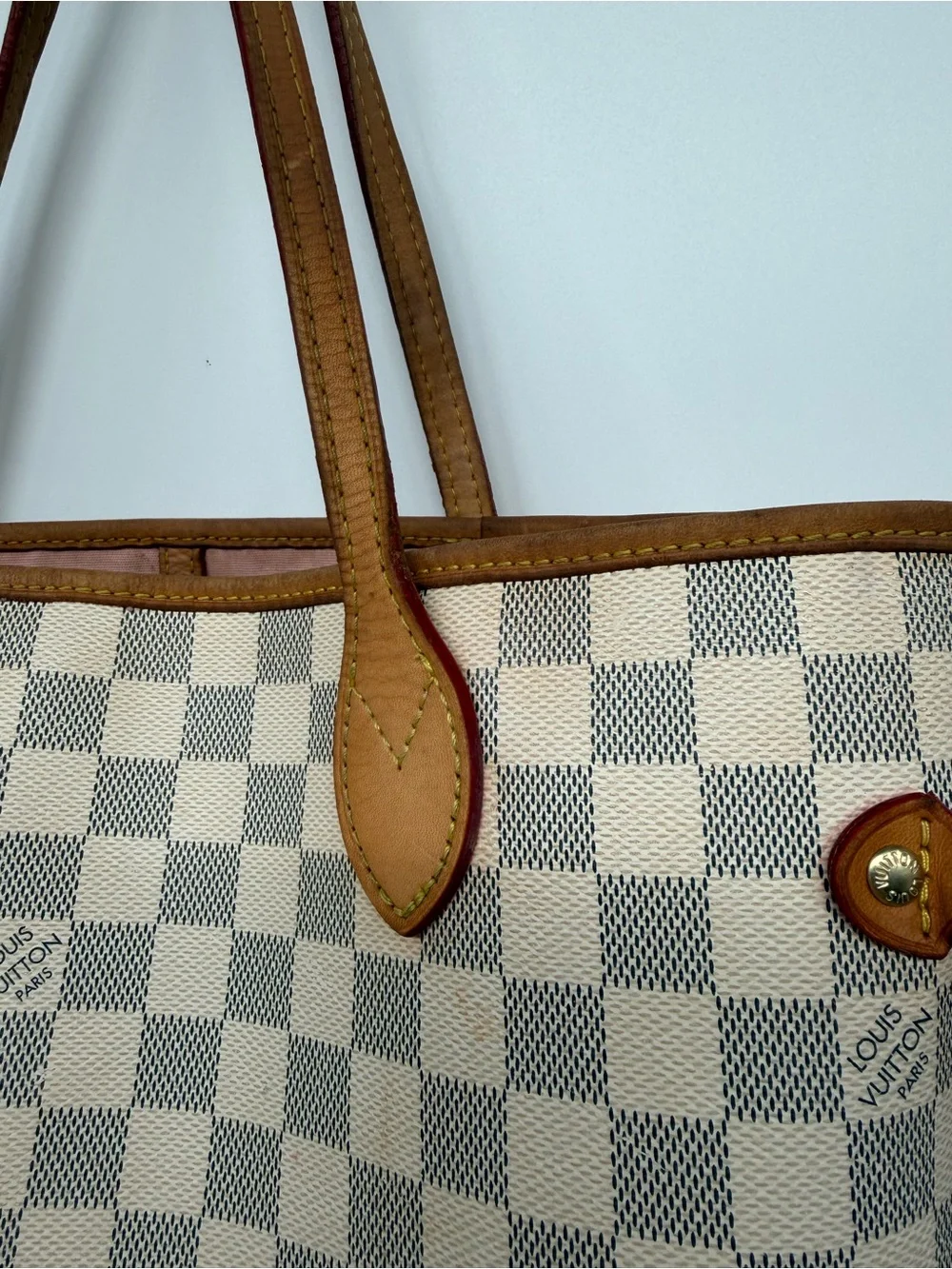 Louis Vuitton Neverfull MM Damier Azur Tote Rose Pink Interior